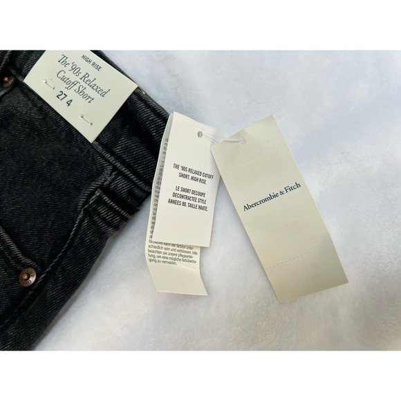 NWT Abercrombie & Fitch '90s Relaxed Cutoff Shorts High Rise Black 27(ACT 28) 4 - Picture 3 of 7